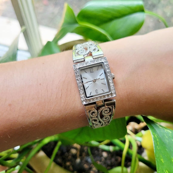 Vintage Silver Classic Ornate Rhinestone Watch - Picture 2 of 8